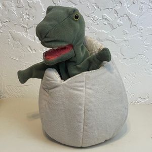 Green Dinosaur Plush Toy in Egg Puppet